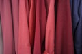 Red texile pile draps