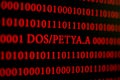 Red text on a black background. Computer virus Petya.A Royalty Free Stock Photo
