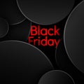 Black Friday Sale red text on a black background pattern of circles Creative design element for banners posters advertisements Royalty Free Stock Photo