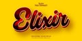 Red text effect, editable shiny red color text style, elixir text on yellow background Royalty Free Stock Photo