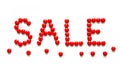 Red Text sale made of round candy dragee