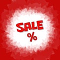 Red Text sale and percent banner. Red Icon, texture and vector background in square format Royalty Free Stock Photo