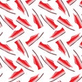 Red textile sneakers with white laces, seamless pattern Royalty Free Stock Photo