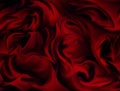 Red textiles, seamless background with wavy draped fabric pleats, silk texture with wrinkles and creases in the flowing fabric