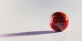 Red Textured Sphere on Reflective Surface. Generative ai