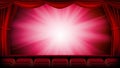 Red Theater Curtain Vector. Red Background. Theater, Opera Or Cinema Closed Scene. Banner, Placard, Poster Template Royalty Free Stock Photo