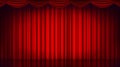 Red Theater Curtain Vector. Theater, Opera Or Cinema Empty Silk Stage, Red Scene. Realistic Illustration Royalty Free Stock Photo