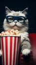 Red theater movie corn cat background film pop box cinema food entertainment popcorn Royalty Free Stock Photo