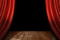 Red Theater Stage Drapes With Wooden Floor Royalty Free Stock Photo