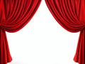 Red Theatre Curtain Displayed Isolated on White Background. Generative ai Royalty Free Stock Photo