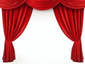 Red Theatre Curtain Displayed Isolated on White Background. Generative ai Royalty Free Stock Photo