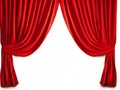 Red Theatre Curtain Displayed Isolated on White Background. Generative ai Royalty Free Stock Photo