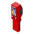 Red thermal imager icon, isometric style