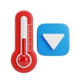 Red Thermometer and Blue Down Arrow Icon on White Background temperature cold Royalty Free Stock Photo