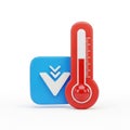 Red Thermometer Icon With Down Arrow Symbol On White Background temperature cold Royalty Free Stock Photo