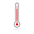 Red thermometer icon isolated on white background, medical logo