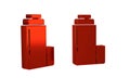 Red Thermos container icon isolated on transparent background. Thermo flask icon. Camping and hiking equipment.