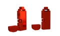 Red Thermos container icon isolated on transparent background. Thermo flask icon. Camping and hiking equipment.