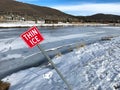 Red `Thin Ice` sign