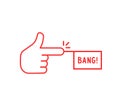 red thin line finger with bang icon