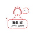 Red thin line hotline support service logo Royalty Free Stock Photo