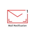 Red thin line mail notification icon Royalty Free Stock Photo