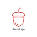 Red thin line simple acorn icon