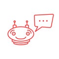 Red thin line simple chatbot icon