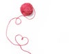 Red thread, heart and tangle on white Royalty Free Stock Photo