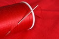 Red Thread and Sewing Needle Royalty Free Stock Photo