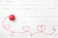 Red thread, two hearts and tangle Royalty Free Stock Photo