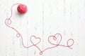 Red thread, two hearts and tangle Royalty Free Stock Photo
