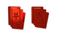 Red Three tarot cards icon isolated on transparent background. Magic occult set of tarot cards.