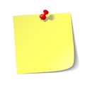 Red thumbtack with paper sheet.