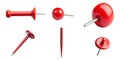 Red Thumbtacks on White Background for Creative Projects Royalty Free Stock Photo