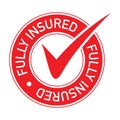 Red tick fully insured icon