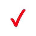 Red tick marker checkmark vector icon