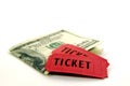 Red Tickets for Admission with Cash Royalty Free Stock Photo