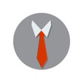 Red tie and shirt collar. Business clothing. Business style