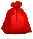 Red tied closed full santa bag with gifts. Christmas accessory