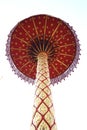 Red tiered umbrella of kingship