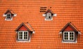 Red tile roof and garrets