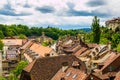 Red tile roofs of old buildings in Bern, Switzerland