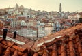 Red tile roofs over historical city center of Porto city, Portugal Royalty Free Stock Photo