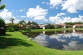 Red tile stucco homes around a small lake in Sarasota, Florida Royalty Free Stock Photo