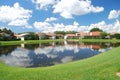 Red tile stucco homes around a small lake in Sarasota, Florida Royalty Free Stock Photo