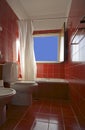 Red tiled bathroom Royalty Free Stock Photo