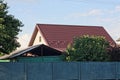 Red tiled roof with a chimney of a private house Royalty Free Stock Photo