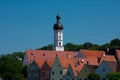 Red tiled roof houses and Maria Himmelfahrt Church Royalty Free Stock Photo