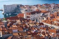 Red tiled roofs of the old town in Dubrovnik Royalty Free Stock Photo